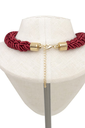 BRAIDED ROPE FACETED ACRYLIC GEM BIB NECKLACE SET