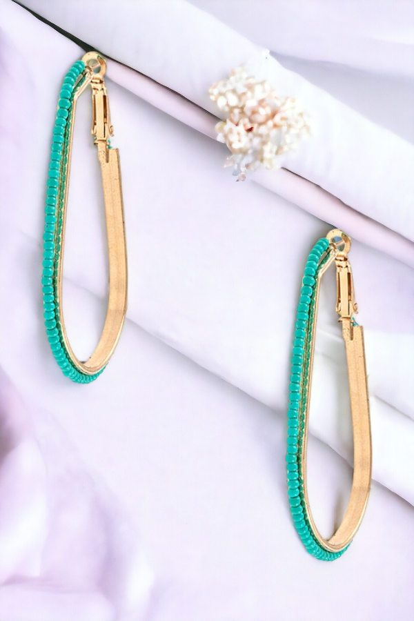 BEADED OUTLINED DROP EARRING