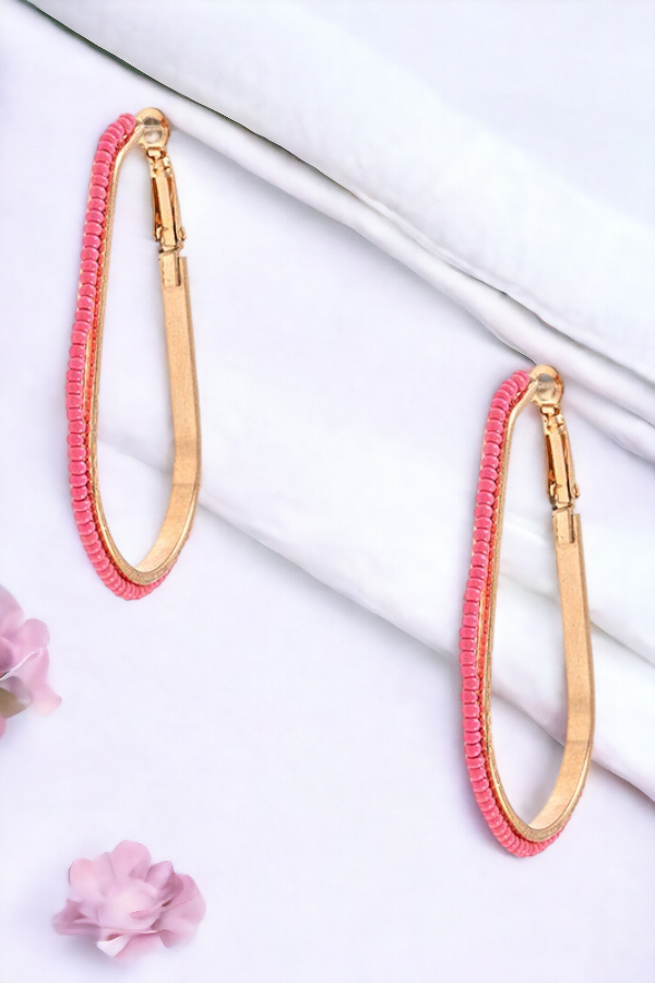 BEADED OUTLINED DROP EARRING