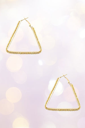 TRIANGLE BEADED ACCENT HOOP EARRING