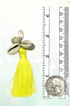 MULTI SHELL CLUSTER TASSEL DANGLE EARRING