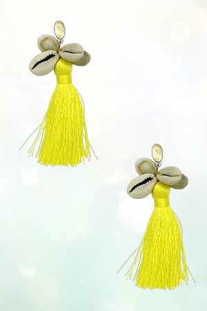 MULTI SHELL CLUSTER TASSEL DANGLE EARRING