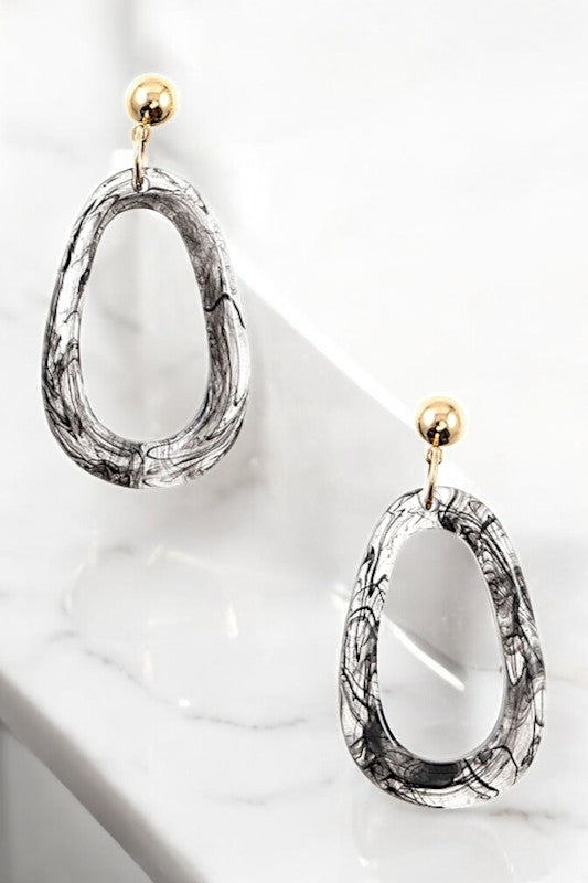 ACETATE OVAL DROP EARRING