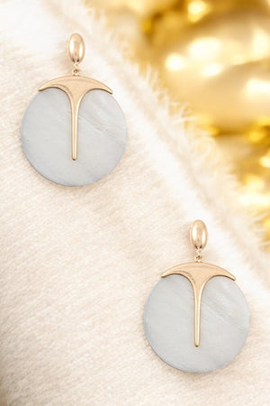 ROUND STONE DROP EARRING