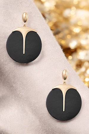 ROUND STONE DROP EARRING