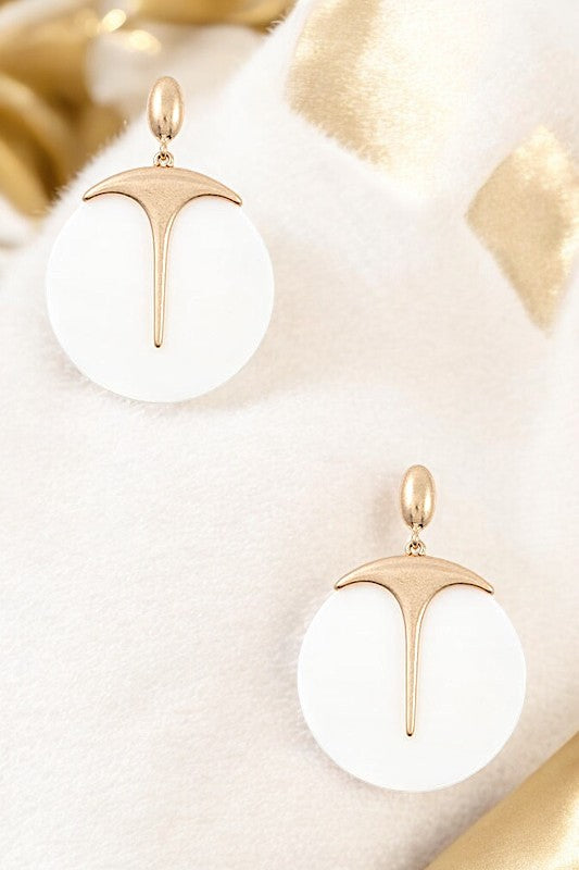 ROUND STONE DROP EARRING