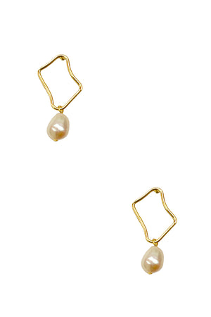 Free Shape Pearl Link Drop Earring