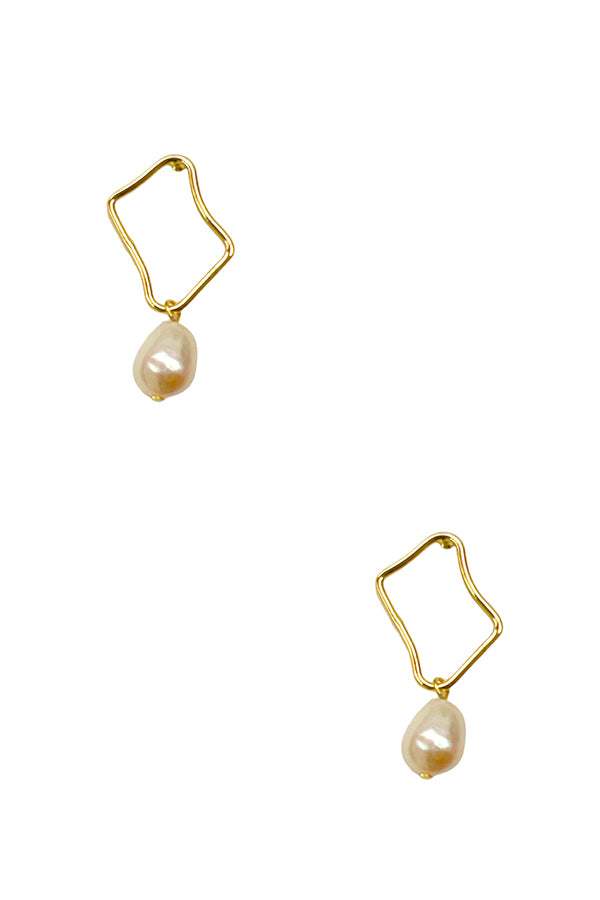 Free Shape Pearl Link Drop Earring