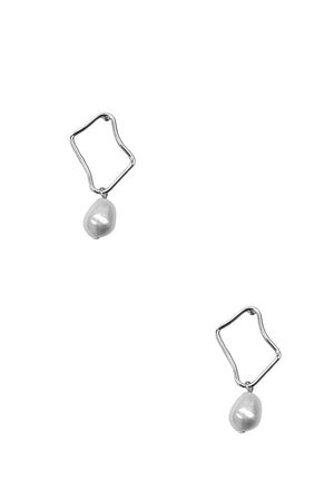 Free Shape Pearl Link Drop Earring