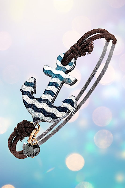 ANCHOR CHARM CORD BRACELET