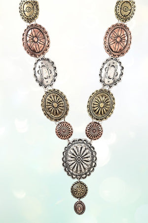 WESTERN CONCHO LINK STATEMENT NECKLACE SET