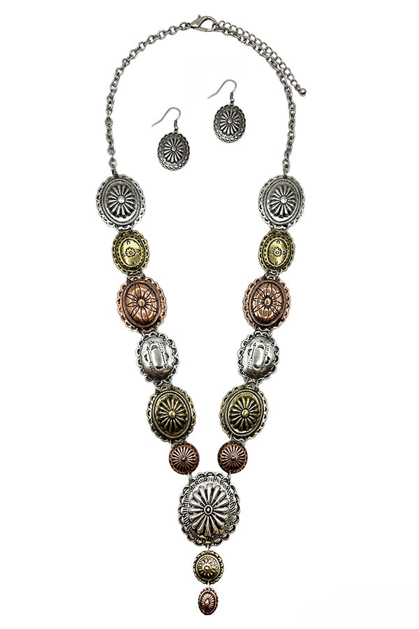 Western Detail Link Necklace Set