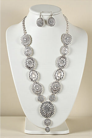 WESTERN CONCHO LINK STATEMENT NECKLACE SET