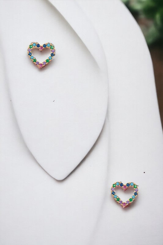 Rhinestone Pave Heart Post Earring