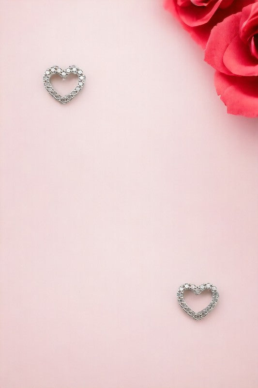 Rhinestone Pave Heart Post Earring