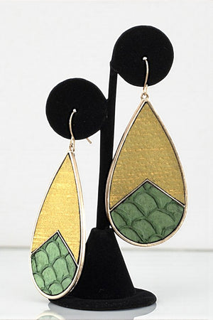 GENUINE LEATHER TEARDROP DANGLE EARRING