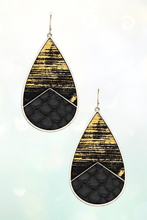 GENUINE LEATHER TEARDROP DANGLE EARRING