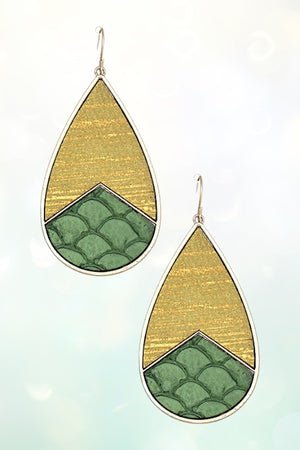 GENUINE LEATHER TEARDROP DANGLE EARRING