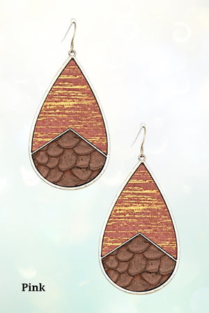 GENUINE LEATHER TEARDROP DANGLE EARRING