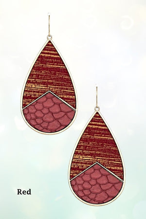 GENUINE LEATHER TEARDROP DANGLE EARRING