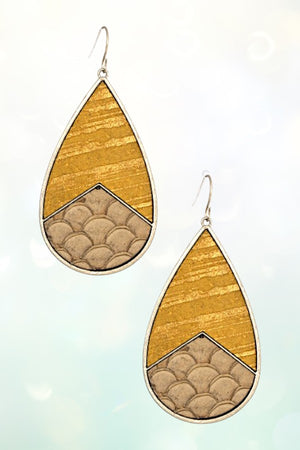 GENUINE LEATHER TEARDROP DANGLE EARRING