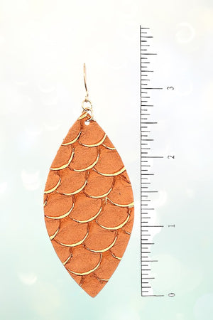 SCALY MARQUISE GENUINE LETHER EARRING