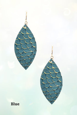SCALY MARQUISE GENUINE LETHER EARRING