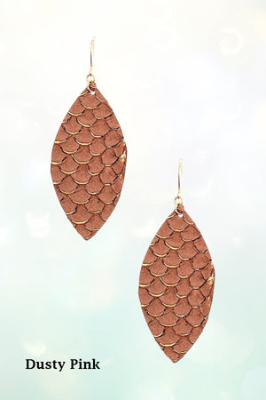 SCALY MARQUISE GENUINE LETHER EARRING