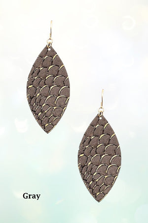 SCALY MARQUISE GENUINE LETHER EARRING