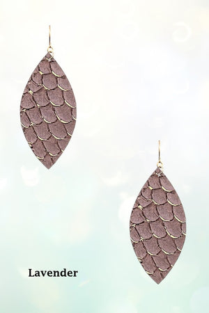SCALY MARQUISE GENUINE LETHER EARRING