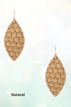 SCALY MARQUISE GENUINE LETHER EARRING
