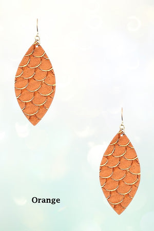 SCALY MARQUISE GENUINE LETHER EARRING