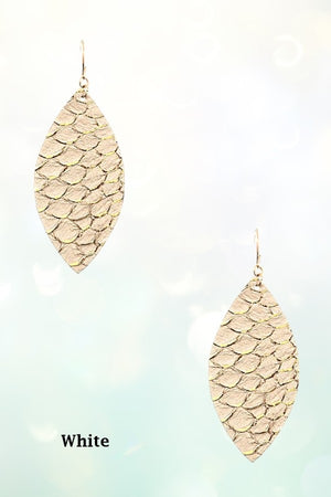 SCALY MARQUISE GENUINE LETHER EARRING