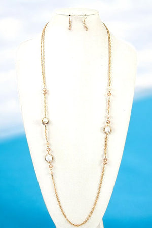 ELONGATED MIX JEWEL STATION NECKLACE SET