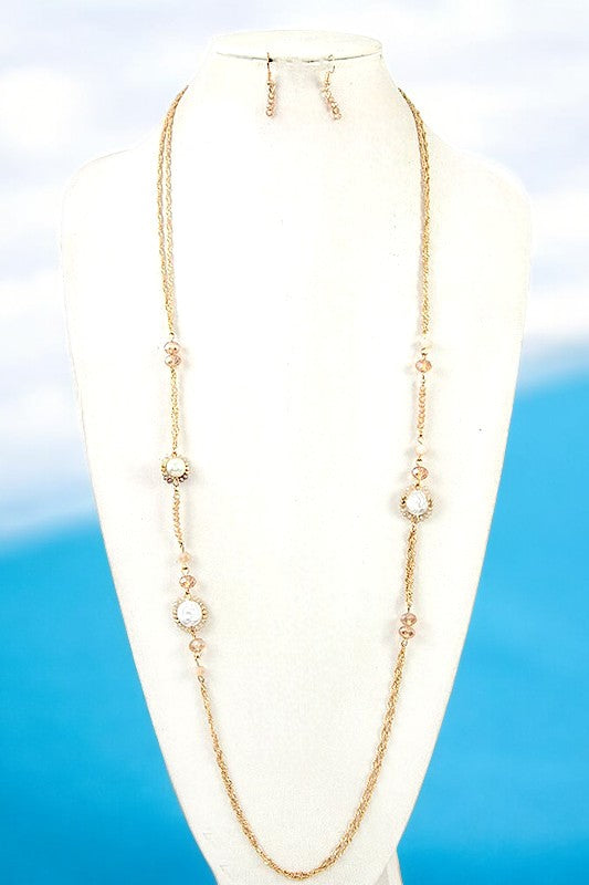 ELONGATED MIX JEWEL STATION NECKLACE SET