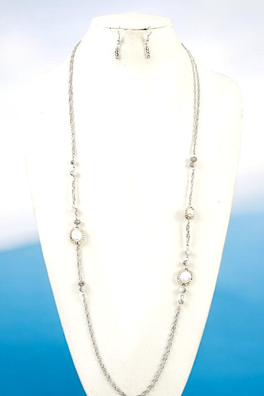 ELONGATED MIX JEWEL STATION NECKLACE SET