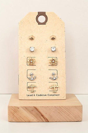 ANCHOR MIX SMALL STUD EARRING SET