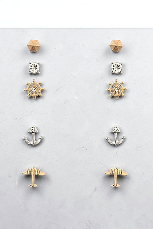 ANCHOR MIX SMALL STUD EARRING SET