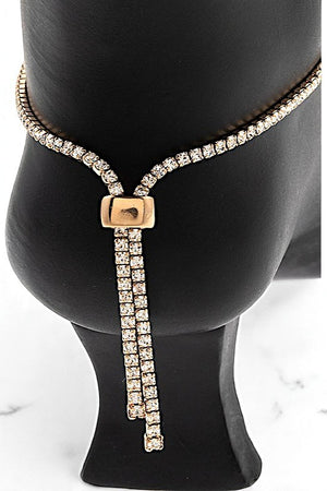 RHINESTONE PAVE DANGLING HEART SLIDER ANKLET