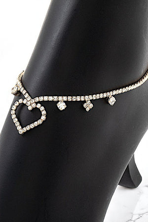 RHINESTONE PAVE DANGLING HEART SLIDER ANKLET