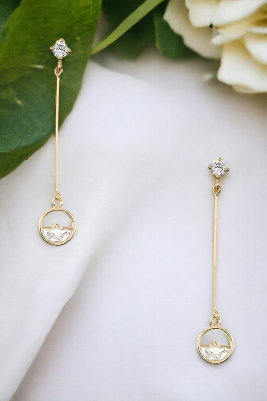 Drop Round Gem Earring