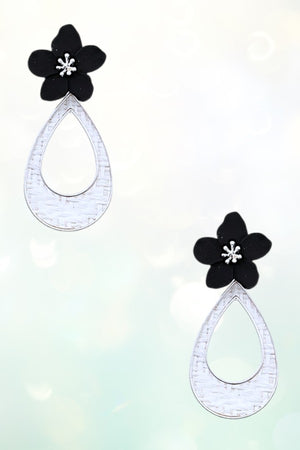 WOVEN TEARDROP FLORAL POST LINK EARRING