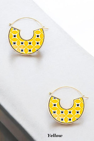 MIX PRINT SEMI CIRCLE SEMI HOOP EARRING