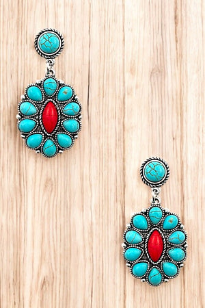 WESTERN FLORAL GEM DROP EARRING