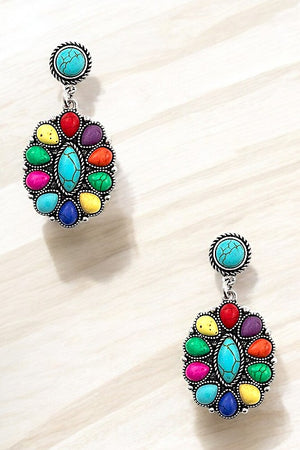 WESTERN FLORAL GEM DROP EARRING