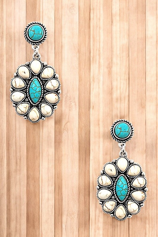 WESTERN FLORAL GEM DROP EARRING