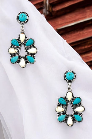 TEARDROP GEM FRAMED DANGLE EARRING