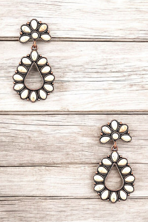 TEARDROP FLORAL GEM DANGLE EARRING