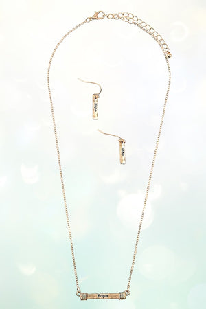 HOPE ETCHED BAR PENDANT NECKLACE SET