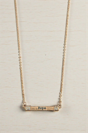 HOPE ETCHED BAR PENDANT NECKLACE SET